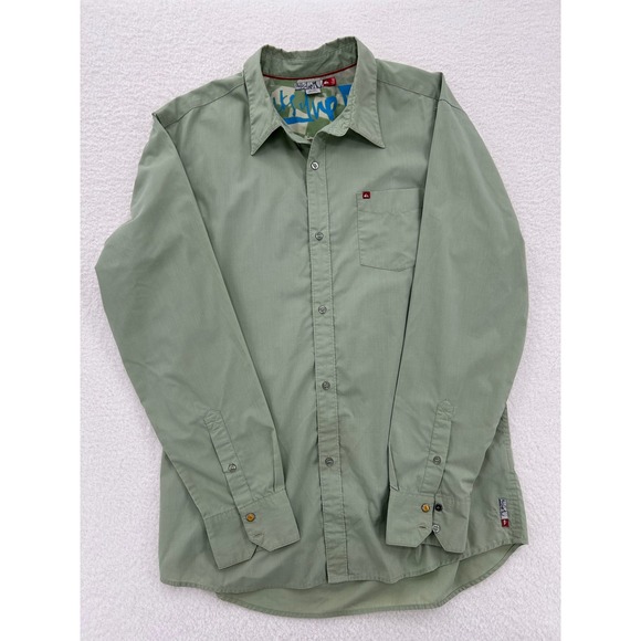 Quiksilver Other - Quiksilver Mens‎ Slim Fit Sage Green Long Sleeve Button Down Shirt XXL B109898